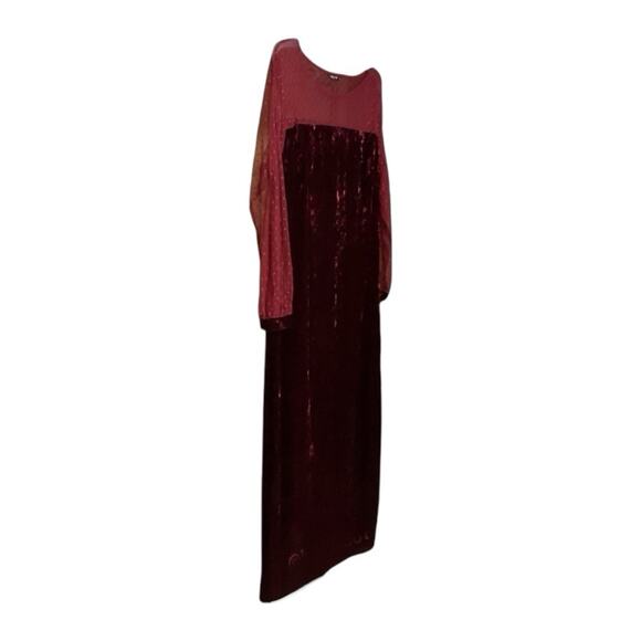 Cranberry Crushed Velvet Plus Size 3x Gown Dress Formal Holiday Wedding - Picture 14 of 16